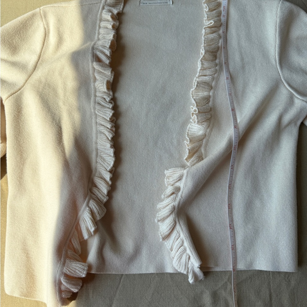 Urban Outfitters Ivory Ruffle Trim Cardigan Set with strapless Top - Picture 7 of 16
